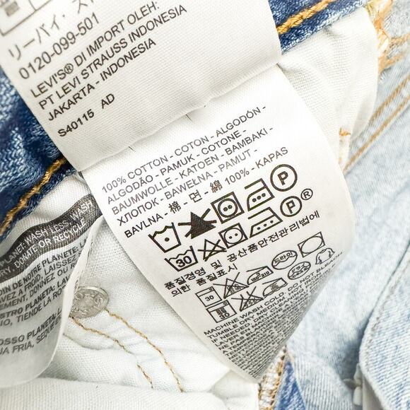 Levi's 501 Button Fly Light Wash Denim Jeans Ripped Raw Hem Size 29 x 32 - Picture 7 of 9